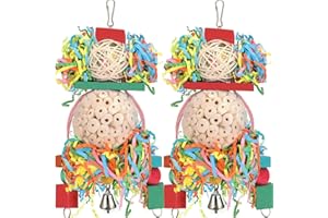 BBjinronjy Bird Toys Conure Toys Hanging Natural Soft Sola Ball Beak Chew Shred Forage Toys for Parrots,Cockatiel,Conure,Love Birds,Parakeets,Budgie and Other Small Birds (PET-ONLY USE)
