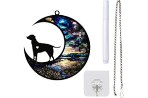 WEKUW Regali Commemorativi Personalizzati per Gatti Acchiappaluce Decorativo da Appendere Decorazione della Vetrata con Cane Regalo Commemorativo del Cane in Vetro per Gli Amanti Degli Animali Domestici(G2)