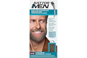 ‎JUST FOR MEN Just for men for Men Schnurrbart und Bart Mittelbraun Farbstoff, eliminiert Grau für ein dickeres und volleres Aussehen – M35