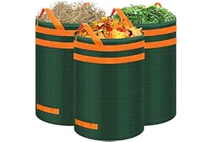 Eurhomewit 3 x 272L Sacchi Giardinaggio Riutilizzabili, Sacchi per rifiuti da giardino con Maniglie Sacco Raccogli per Foglie, Erba, Sterpaglie