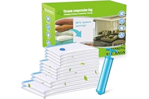 LOVICVKEM Sacchetti Sottovuoto Vestiti, 12 Pezzi Buste Sottovuoto Vestiti 4 Formati 100x80cm, 80x60cm, 70x50cm, 60x40cm Sacchetti Salvaspazio Viaggio Riutilizzabili per Vestiti, Piumoni, Cuscini