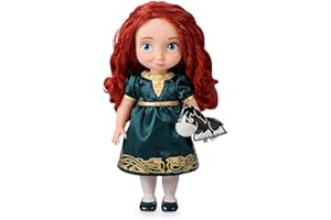 Disney Store Bambola di Merida della collezione Animator, Ribelle The Brave, 39 cm/15", con capelli applicati realistici, outfit e peluche di Angus in raso, bambola da collezione, età 3+