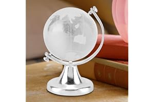 LANTRO JS Globe de Cristal, Objets de Collection Figurines Globe terrestre Rond Carte du Monde Cristal Boule de Verre sphère Maison Bureau décor Cadeau, Globe du Monde[Or]
