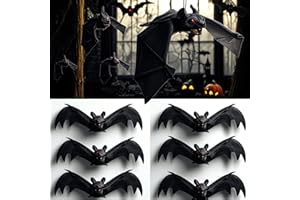 KEKECHAORAN 10pcs Murcielagos Halloween,3D Murciélagos Colgantes de Goma y Caucho para Halloween, Decoracion de Terror 10Realista Mirando Spooky,