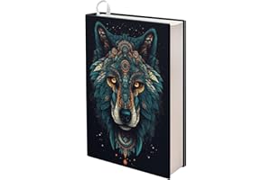 Kuiaobaty Tribal Wolf Print Book Sleeve Covers for Novel, Animal Pattern Fabric Book Protector for Notebook Size 11 Inch X 8.7 Inch