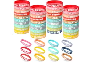 TAHBARSHI 40 Stück Motivationsarmbänder auf Deutsch 20,2 cm Inspirierende Silikon Armbänder mit Positiven Sprüchen Motivierendes Silikonarmband Mutmacher Geschenk für Mitgebsel Geschenke für Kinder Kollegen