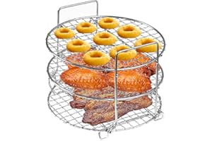 SHUOMAO Rack für Ninja Heißluftfritteuse MAX AF160EU,304 Edelstahl 3-lagiger Dehydrator-Grillrost Rack Zubehör für Ninja Heißluftfritteuse MAX [AF160EU](Eingetragenes Patent)