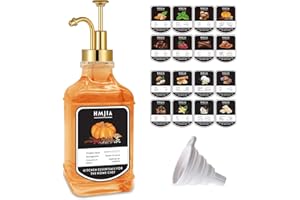 HMJIA Dispenser per Sciroppo di Caffè Caraffa per Sciroppo in Vetro da 500ML con Etichette e Pompa Sispenser per Vaniglia e Caramello per Bar e Accessori da Cucina (1 pezzo - Oro Quadrato, 500ML)