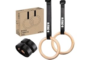 Original Cup CIRKLE® | 2 Anillas de Madera para Gimnasia | 23 cm de Diámetro con Correas Ajustables | Entrenamiento, Fitness, Musculacion, Deporte | Fácil Fijación, Máxima Seguridad | Aerobik