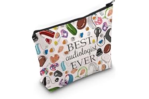 WZMPA Bolsa de maquillaje de audiología, regalo de agradecimiento para audiólogos, mejor audiólogo, bolsa de viaje con cremallera para profesores de audiología, estudiantes, Best Ever, Ajuste: