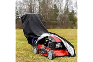 Pomurom Lawn Mower with Storage Bag, Lawnmower Protective with Drawstrings, Heavy Duty 210D Oxford Mower Tarp, Rip Proof Waterproof Dustproof, Anti-UV, 93x112x64cm, Black