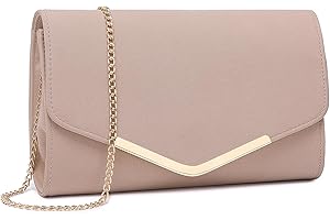 Miss Lulu Women's Clutch Shiny Evening Bag with Removable Chain Elegant Envelope Handbag Fashionable Cross Body Shoulder Bag for Wedding Party Banquet Holidays
