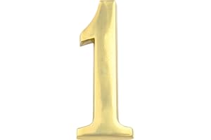 HUBER número de casa 1 de latón 20 cm I números de casa para puerta I número de casa XL I placas de número de casa en latón noble diseño 3D, brillante