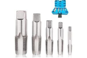 TTIAYAO Jeu de 5 Filières de Detaupeur BSP Tarauds Peigne Filetage Acier au Carbone Reparation Filetage en Acier au Carbone de Haute Qualité (Avec Étui de Rangement) - 1/8", 1/4", 3/8", 1/2", 3/4"