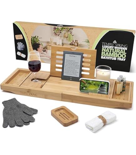 Bandeja Extensible Para Bañera YAMAZAKI - Negra, ABS, 57.5-75cm, Con Portaobjetos