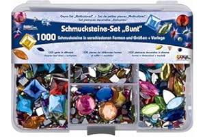 KREUL 49641 - Zestaw 1000 różnokolorowych kamieni dekoracyjnych w różnych rozmiarach i kształtach Do tworzenia akcesoriów modowych i przedmiotów dekoracji wnętrz
