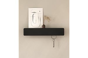 Kazai. Colgador Llaves Pared 'Kian' | Diseño Minimalista de Llavero de Berlín | Porta con Estante de Metal con Ganchos | Cuelga para Entrada y Pasillo | Negro