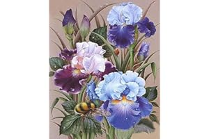 TISHIRON Flower DIY Paint by Numbers for Adults, Purple Iris Paint by Numbers, DIY Iris Flowers Paint by Numbers Painting Kit with Brushes Acrylic Pigment, 16x20 Inch Painting by Number Arts Craft Frameless