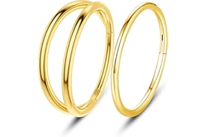 OUFER 2pcs Cartilage Helix Earrings Hoop 16G Orbital Conch Ring Tragus Daith Piercings Jewellery Rook Snug Hinged 316L Surgical Steel Septum Clicker Silver Nose Ring 1.2mm