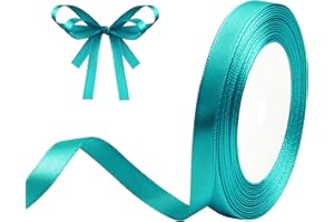 DEKOBANDER Ruban de Satin Bleu Turquoise 10mm x 23m Bleu Turquoise Ruban Cadeau Ruban de Satin pour L'emballage de Cadeaux, Bricolage, Couture, Décorations de Mariage, Décorations de Noël