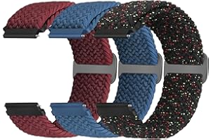 Yunshare Geflochtenes Elastisches Armband Schnellverschluss 18mm 19mm 20mm 22mm 24mm Nylon Uhrenarmband für Samsung/Garmin/Fossil/Amazfit/Huawei Watch Ersatzarmband Damen Herren, 3 Stück