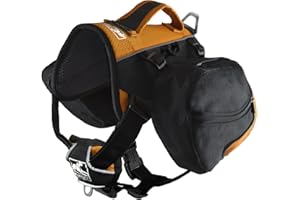 Kurgo Baxter Large, Trekking-Rucksack für Hunde, Verstellbarer Hunde-Rucksack, für Wandern, Laufen, Camping, Schwarz/Orange