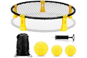 EHIOG Beachball Set Roundnet Set,Juego de Mini Pelotas de Voleibol de Playa,Juego de Pelota de Red Redonda Que Incluye 3 Bolas, Bolsa para transportarlo y Libro de Reglas.