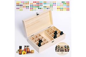 WishesMar 25 Löcher Aufbewahrungs-box Ätherische Öle aus Holz - Holzkiste Bietet Platz für 5 10 15 ml Ätherisches Öle Flaschen - Tragbar Organisator Holzbox für Duftöle Ausstellung, Lagerung