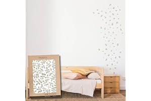 TRESXICS Pegatinas Pared Decorativas Hojas Acuarela, 80 Piezas, Vinilo Adhesivo Pared Original y Duradero, Efecto de Papel Pintado Pared, Fácil Aplicación y Removible (Gris)