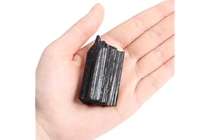 ORIENTREA Raw Black Tourmaline Crystals, 90-110 Grams Black Tourmaline Healing Crystals, Natural Rough Stones Crystal for Tumbling, Cabbing, Fountain Rocks, Decoration, Polishing, Wire Wrapping, Wicca & Reiki