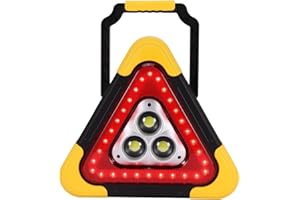OurLeeme LED Car Warning Light, 4 Modes 38W Waterproof Warning Triangles Emergency Lamp Solar and USB Charging LED 2000mah Emergency Light for Car Repairing, Roadside Assistance, Job Site Lighting