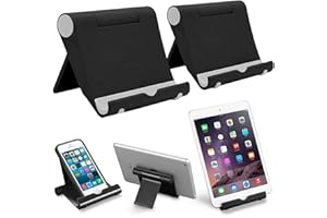 VOVIGGOL 2 Pièces Support Téléphone Bureau Réglable Porte Stand Téléphone Pliable pour 4 à 9 Pouces iPhone 16 15 14 13 Mini Pro Max 12 11 Pro X XS XR 8 7 Sumsang Galaxy Huawei Xiaomi