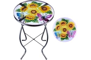 MUMTOP Small Garden Table - Outdoor Garden Table, Patio Side Table, Round Garden Table, Small Coffee Table, Sunflower Garden Table, Plant Flower Stand