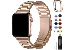 Fullmosa Correa Compatible Con Apple Watch 40mm 42mm(Series 11/10) 38mm 41mm,Pulsera Acero Inoxidable con Case Para iWatch SE 3 2 1/Series 11/10/9/8/7/6/5/4/3/2/1,40mm 38mm 41mm Rose Gold