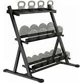 SPORTNOW 3 Tier Dumbbell Stand with Adjustable Bars 88 x 66 x 88 cm | Steel Weight Storage Rack for Home Gym Training, Load 2