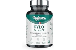 Apyforme - Pylori Balance - Equilibre de la Flore Intestinale et Digestion - 3 X Souches Dont Lactobacillus Reuteri - 50 Milliards UFC/Jour - 60 Gélules Gastro-résistantes - Fabriqué en France