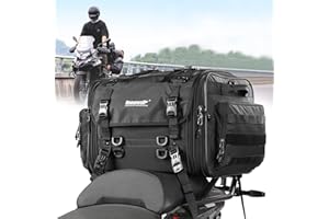Rhinowalk Motorcycle Travel Luggage, Motorcycle Tail Bag,Waterproof All Weather/Trunk/Rack Bag with Sissy Bar Straps-Black
