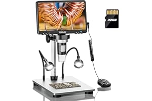 TOMLOV 7" LCD Digital Microscope 1200X HD, 1080P Video Microscope with Metal Stand, 12MP Ultra-Precision Focusing, LED Fill Light/PC View/Windows/Mac OS Compatible (32 SD Card Included).