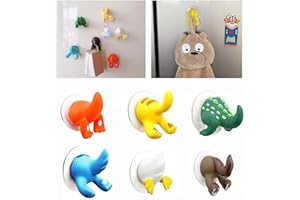 HSENTIMENH Percheros Ventosa Dibujos Animados Animales de baño Ventosa Gancho para Toallas Niños Ganchos de Succión de Baño Gancho de Ventosa sin Taladrar Reutilizable, apto para Todas las Paredes Lisas, 6pcs