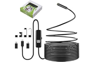 THALIRE Endoscopio Cámara de Inspección 10 Metros | Cámara Endoscópica Full HD 1080P IP67 Impermeable con 8 LED, Imán y Gancho para Tuberías, Motores, Alcantarillas - Cámara para Móvil sin App