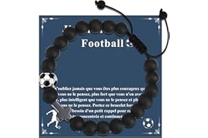 BOCHOI Cadeau Garcon Noël Anniversaire 5 6 7 8 9 10 11 12 ans, Cadeau Original Bracelet Garcon Noël Bracelet perles Football/Dinosaures/Croix