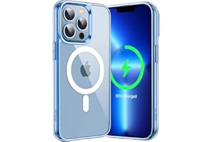 ‎JETECH JETech Magnetyczna Etui dla iPhone 13 Pro 6,1 Cala Kompatybilny z MagSafe Bezprzewodowy Ładowanie, Odporny Wstrząsy Case, Przezroczysty Tył, Odporny na Zarysowania (Górski Błękit)