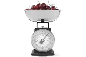 Salter SA00562BFEU12 Báscula mecánica atemporal - capacidad de 5 kg, tazón apto para lavavajillas de 1 litro, ideal para repostería, diseño clásico, dial de gran dígito fácil de leer