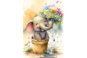 Bowetile 5D DIY Diamond Painting Kit Completo, Piccolo Elefante Carino Diamond Painting Kit Completo per Adulti, Elefante e Fiore Diamant Painting per Adulti, Decorazioni per Casa 30x40 cm