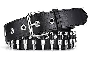 YYLFDC Studded Bullet Belt - Y2K Emo Black Belt With Rivets for Men and Women - Hip Hop Style for Jeans and Dress