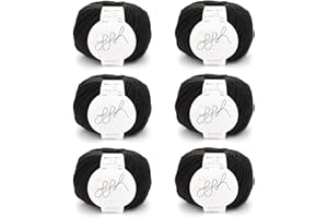 ggh Husky - Caja con 6 ovillos de lana gruesa virgen, adecuada para hacer punto o ganchillo, color 001, negro