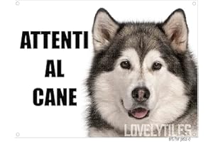 LOVELYTILES ALASKAN MALAMUTE attenti al cane mod 3 TARGA cartello IN METALLO (20X30)