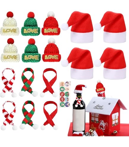 Babbo Natale Mini 20 Mini Cappelli E Sciarpe Di Natale