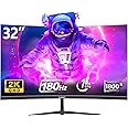 Gawfolk 32 Inch Curved Gaming Monitor QHD, 32" 2K (2560x1440p) 180Hz PC Screen with AMD FreeSync, Flicker-Free, 2X HDMI 2.0, DP 1.4, Ultra-Thin Frameless 1500R Screen PC Monitor