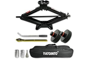 YATOINTO 2.5 Ton Scissor Jack Kit for Teslla | 7 Pcs 4-in-1 w/Drill Adapter, Lift Pads - Lug Wrench, Ratchet Handle & Storage Bag for Emergency Tire Change